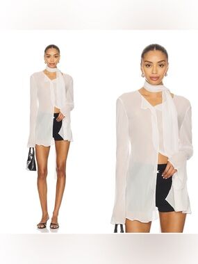 NWT EAVES Via Scarf Blouse in Ivory